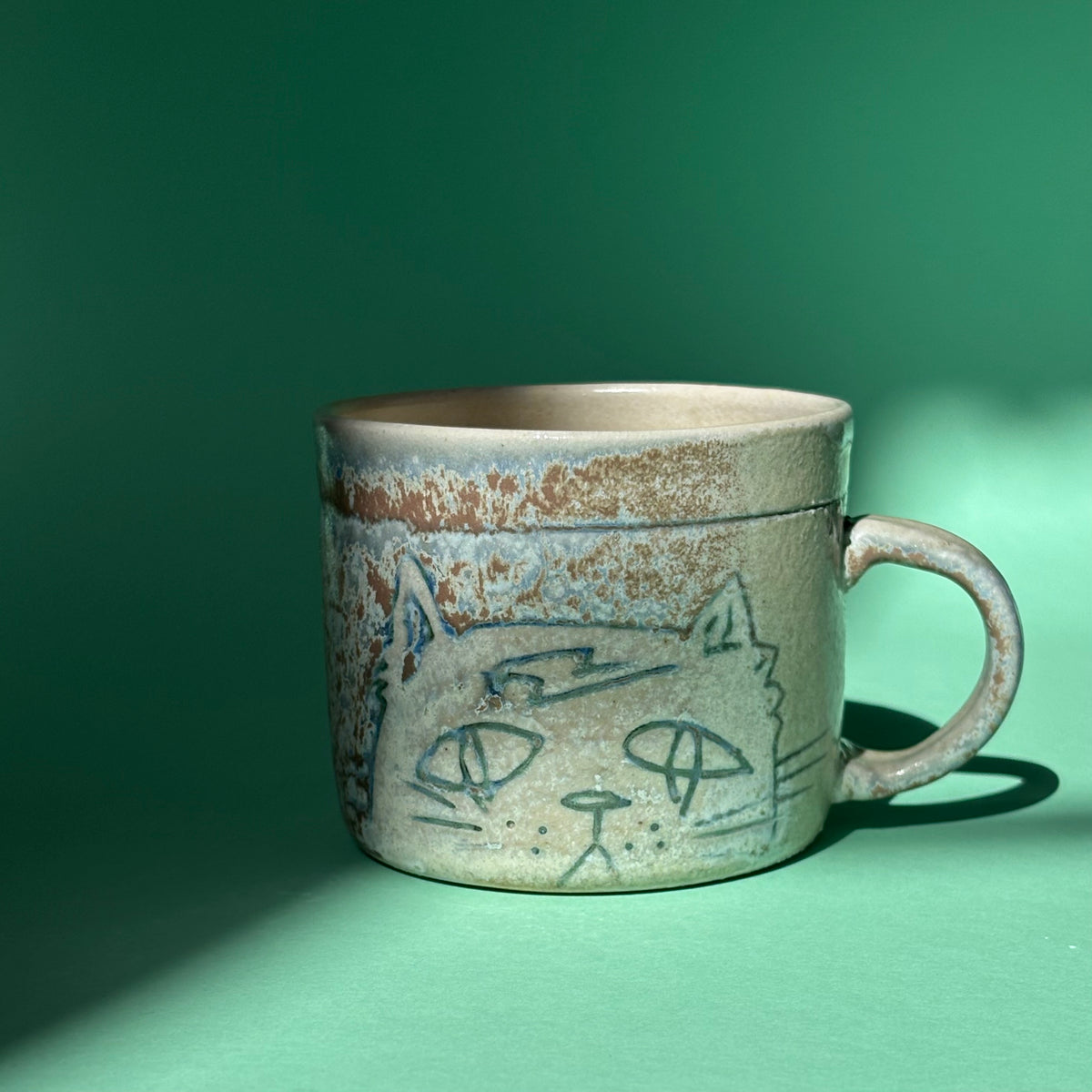 Downcast cat mug