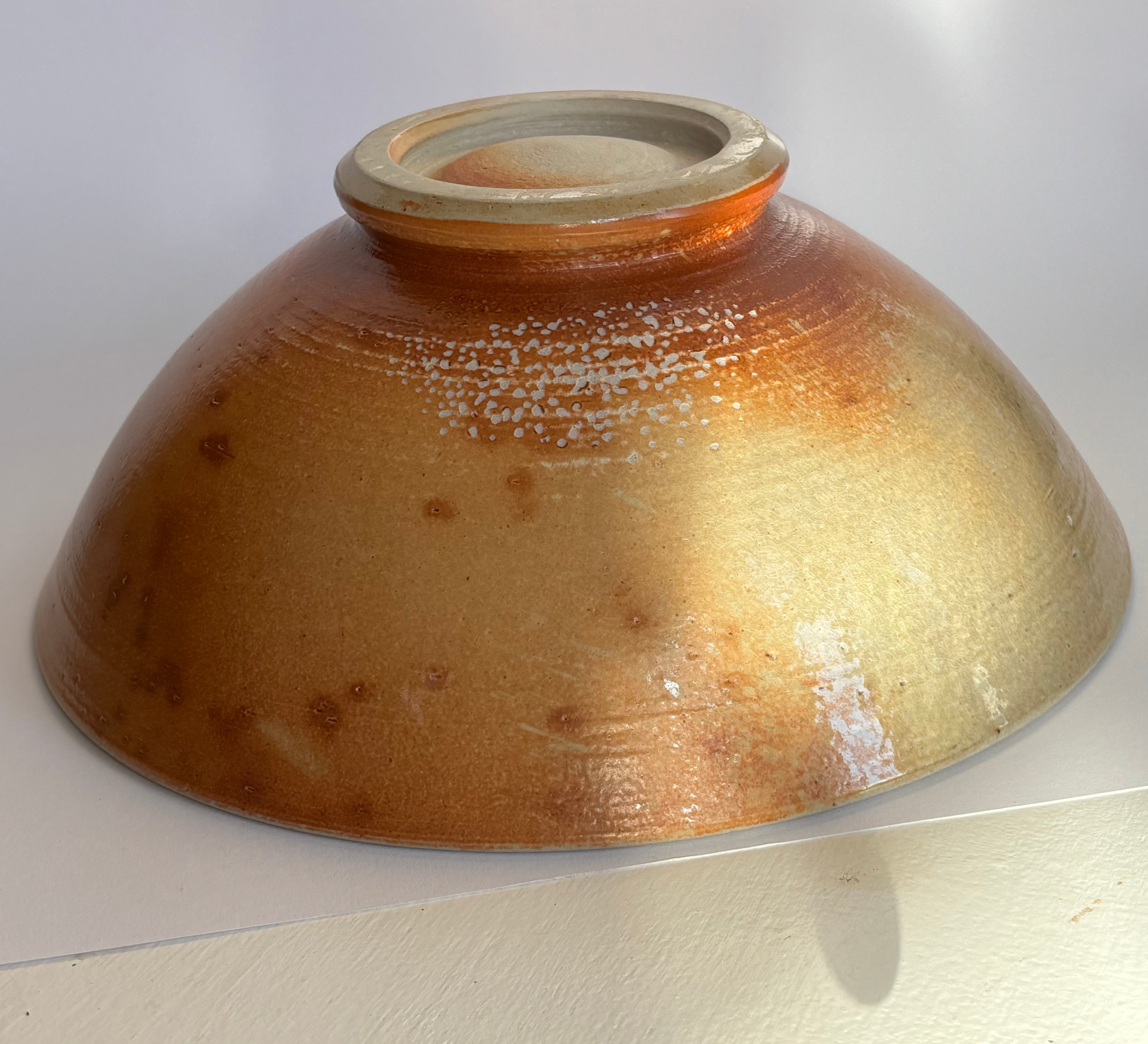 Large salt fired stoneware tiger bowl