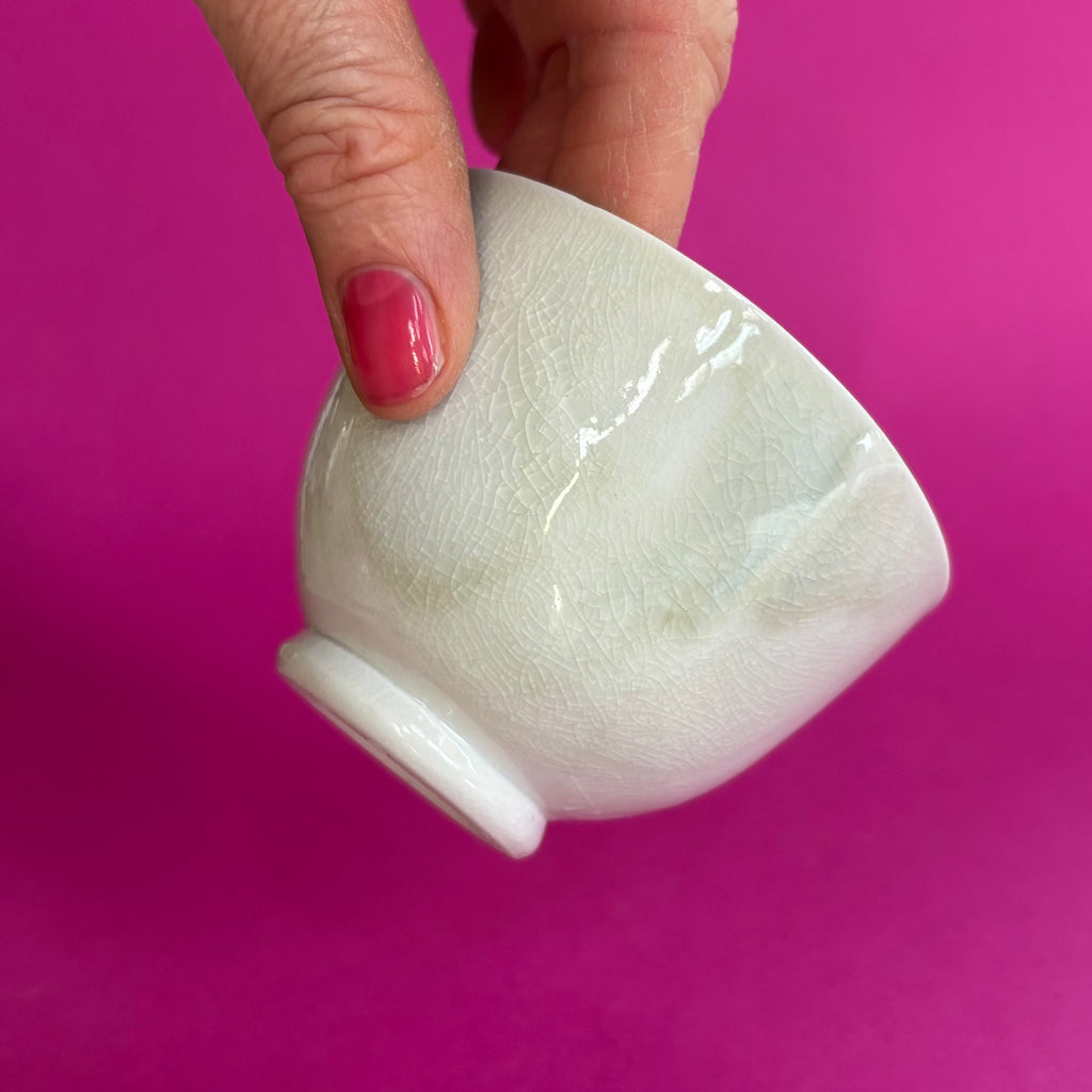 Salt fired cup with slip decoration