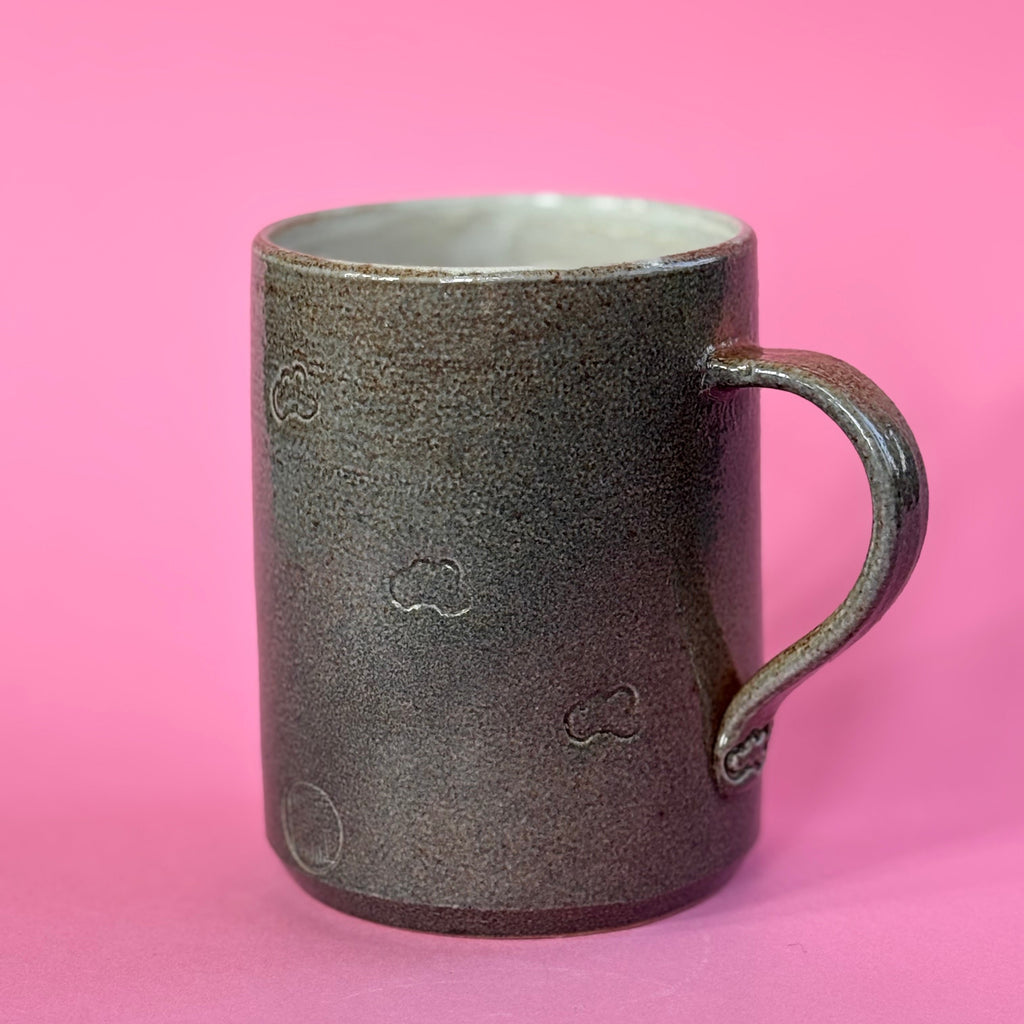 Salt fired mug with handle