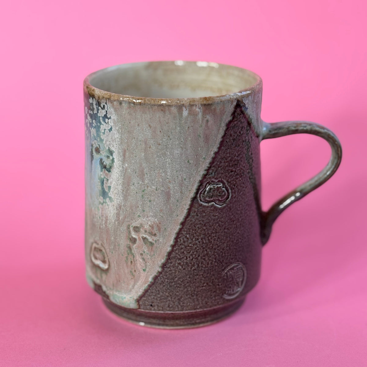 Salt fired mug with galactic glaze