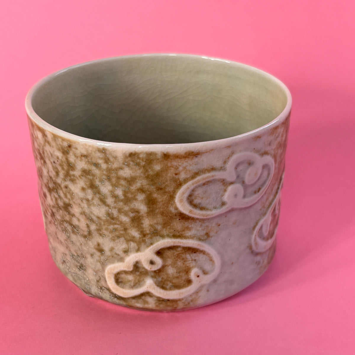 Cloudy tumbler from the salt kiln