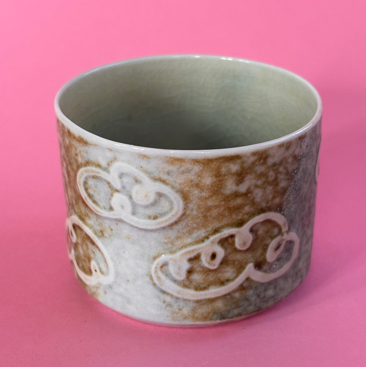 Cloudy tumbler from the salt kiln