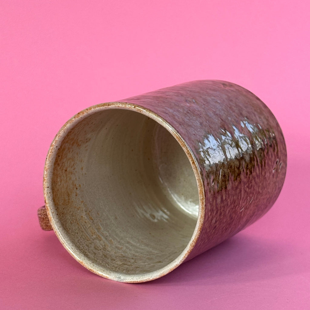 Salt fired mug with handle Gobi