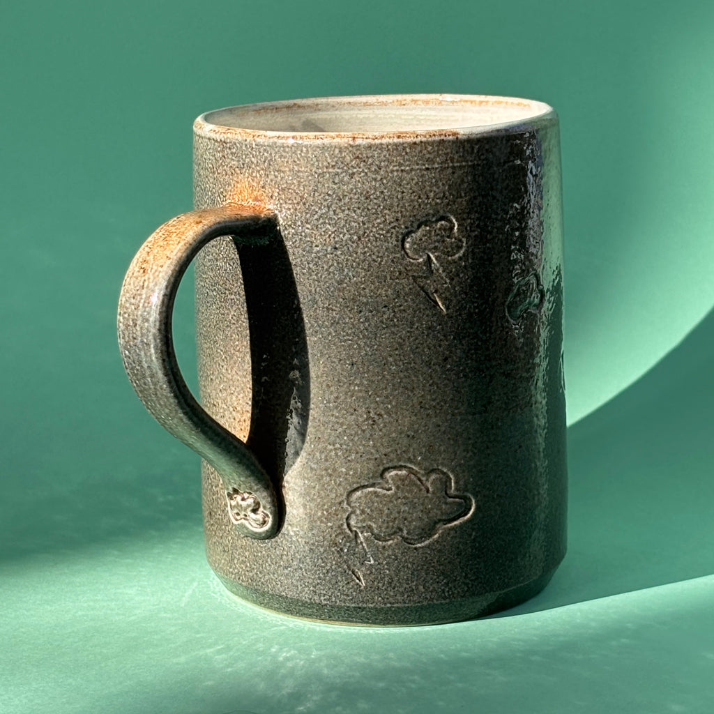 Salt fired mug with handle