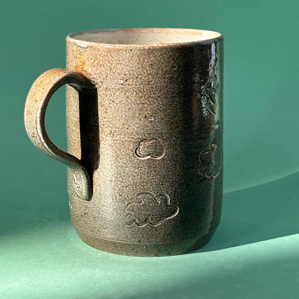 Salt fired mug with handle