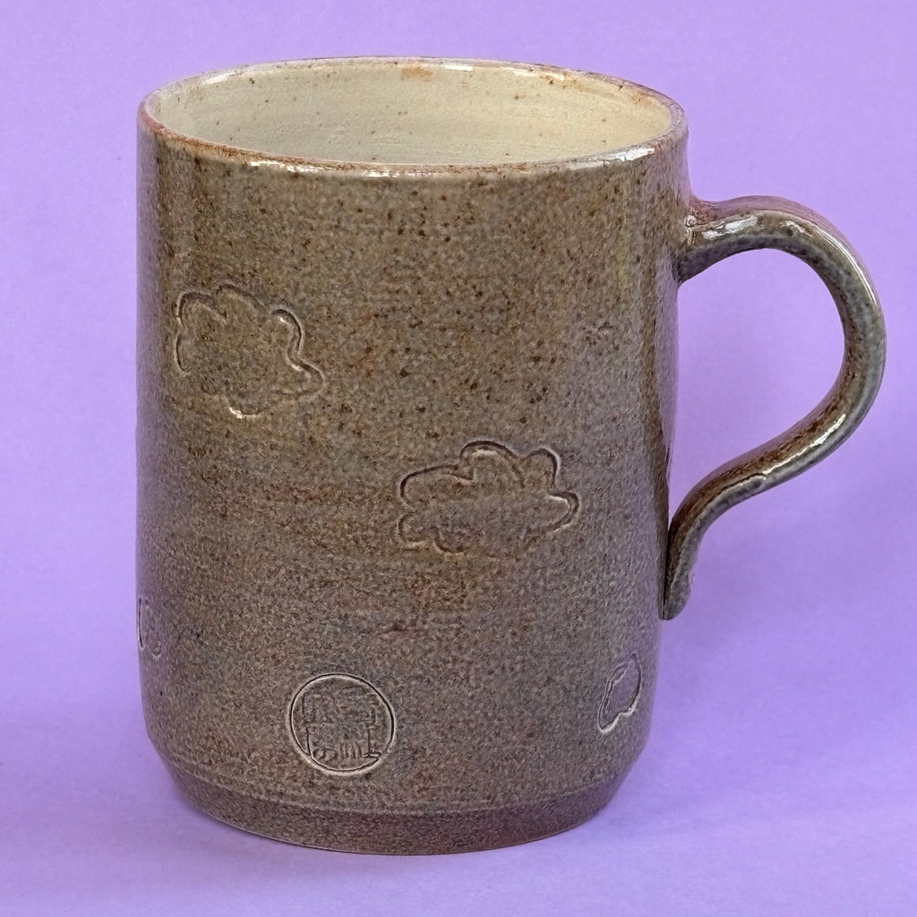 Salt fired mug with handle