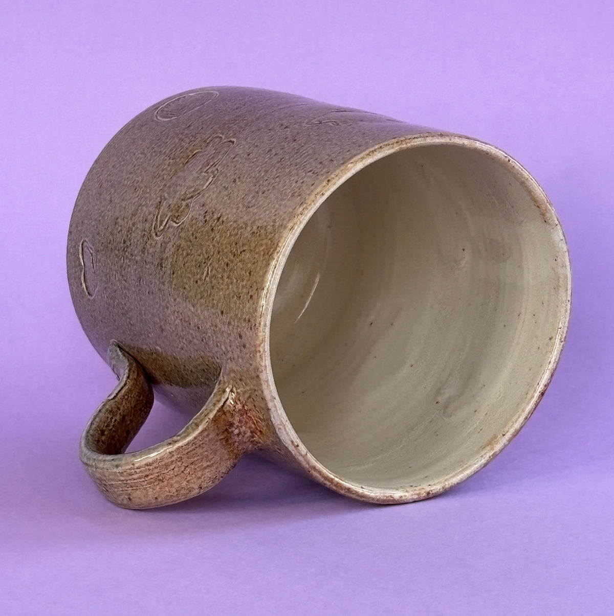 Salt fired mug with handle
