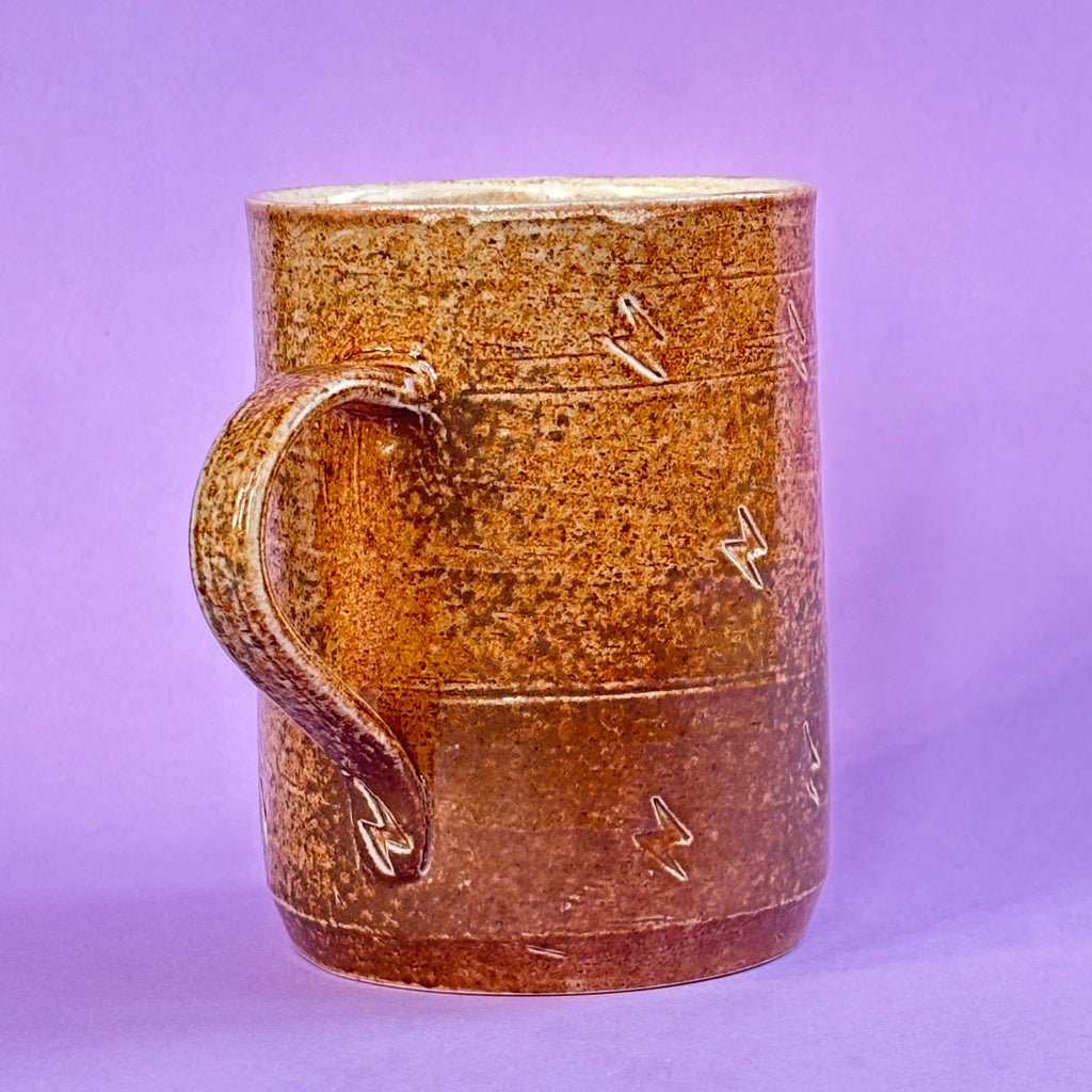 Salt fired mug with handle Gobi