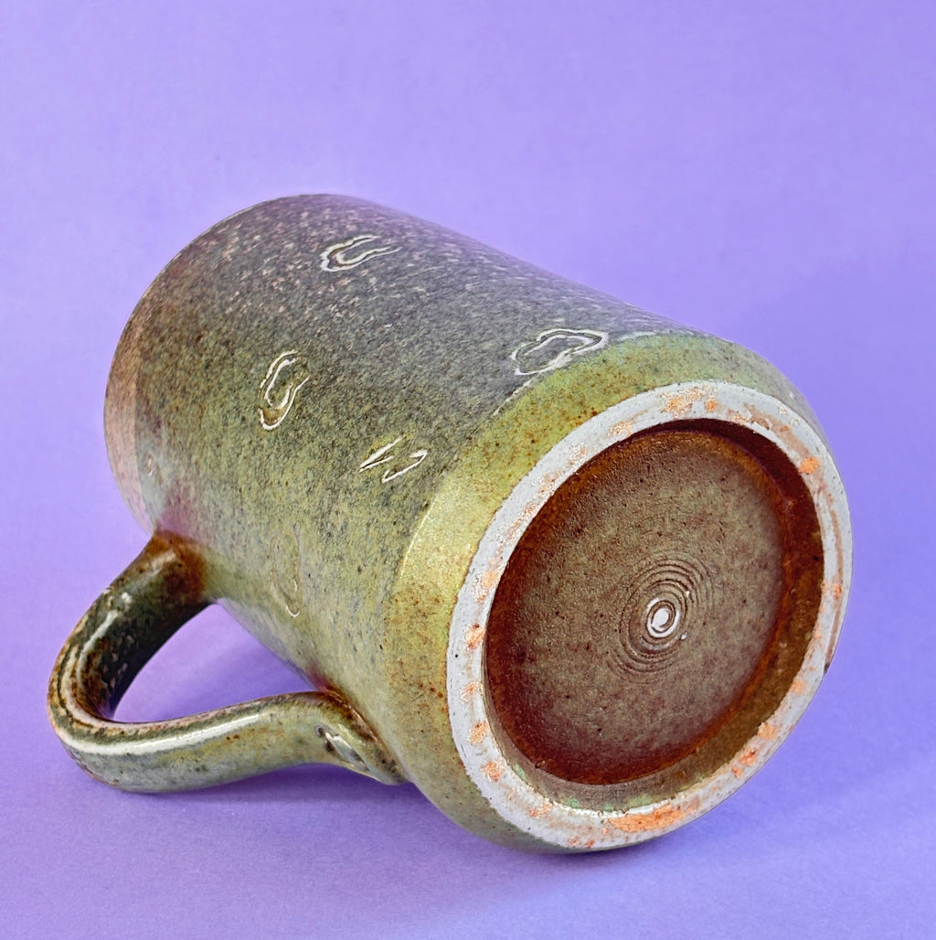 Salt fired mug with handle gobi