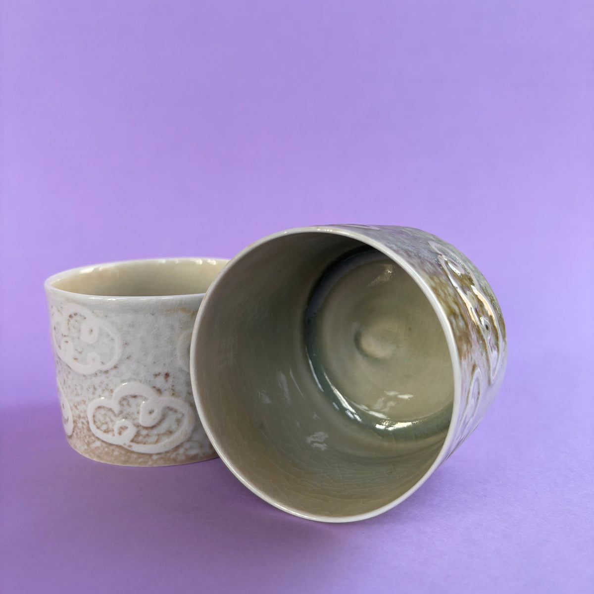 Cloudy tumbler from the salt kiln
