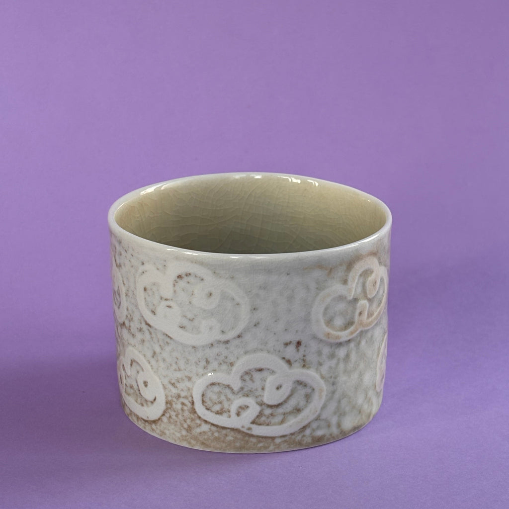 Cloudy tumbler from the salt kiln