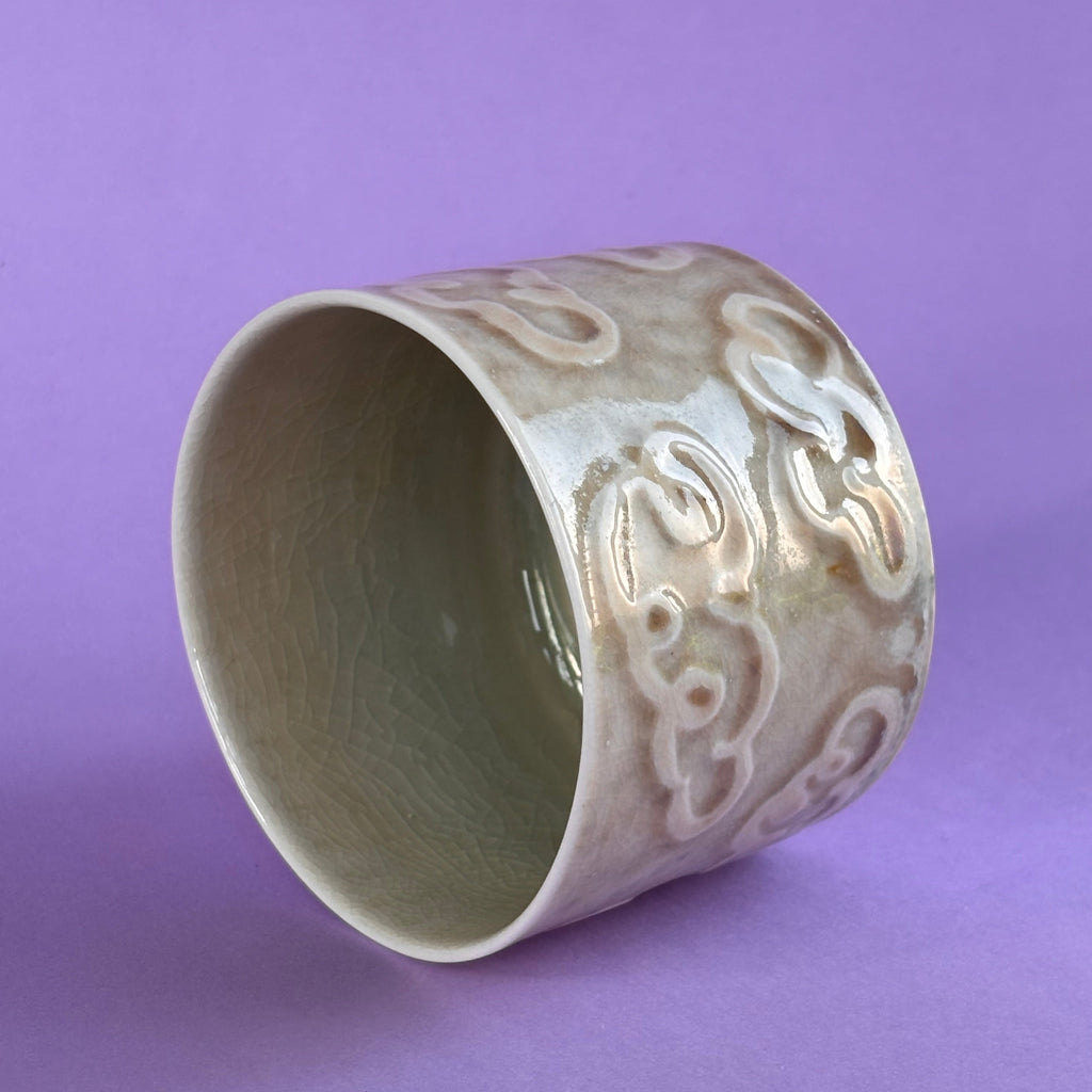 Cloudy tumbler from the salt kiln