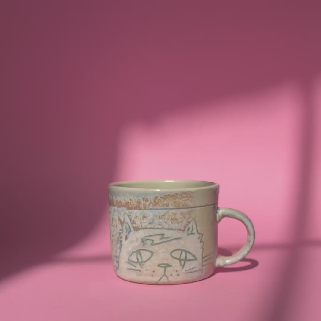 Downcast cat mug